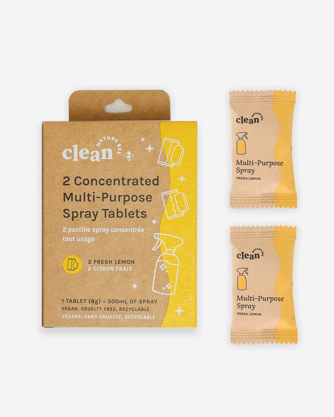 2 Fresh Lemon Multi - Purpose Cleaning Spray Tablets (Box) - Pretty by Her - handmade locally in Cambridge, Ontario