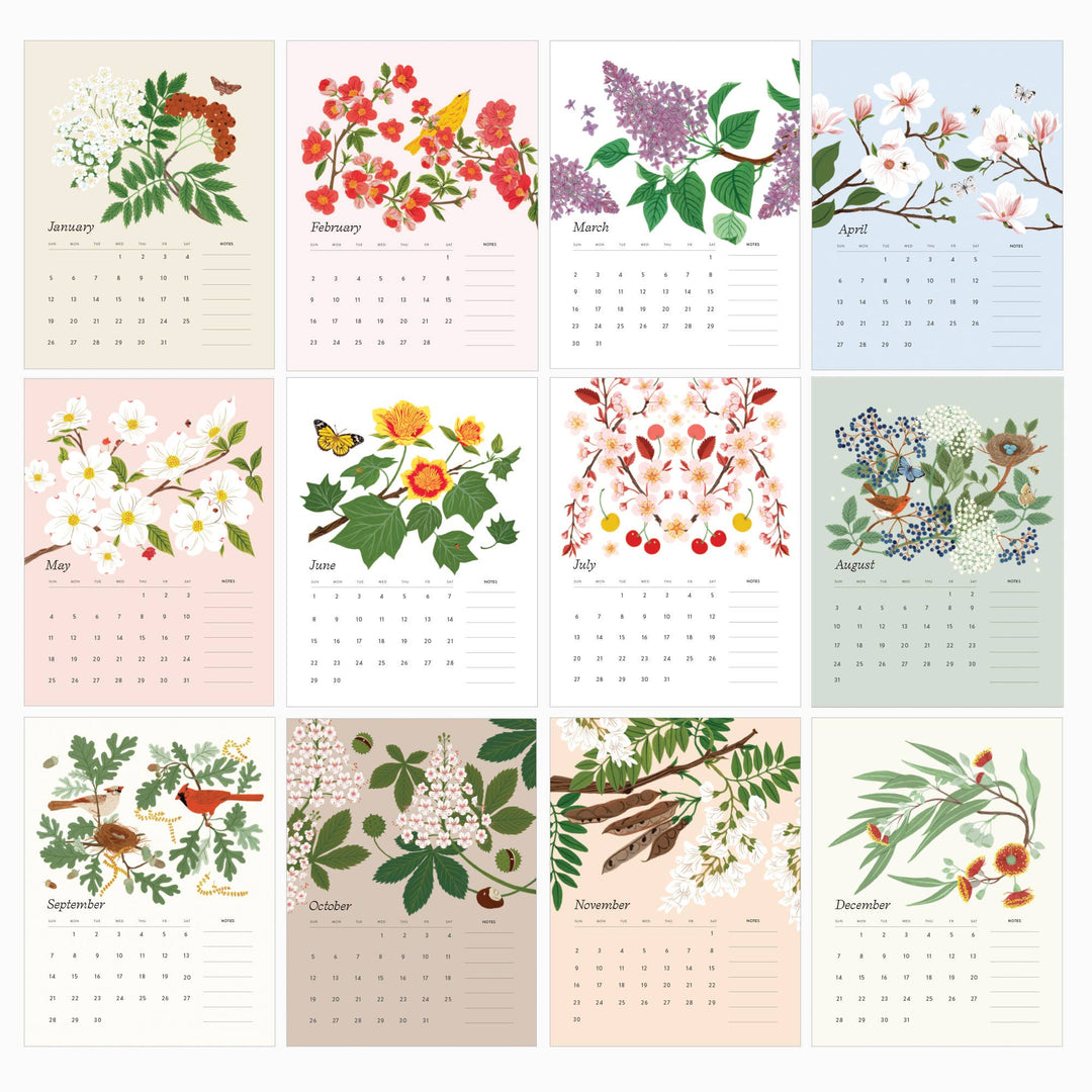 2025 DESK CALENDAR / FLOWERING TREES - Pretty by Her - handmade locally in Cambridge, Ontario