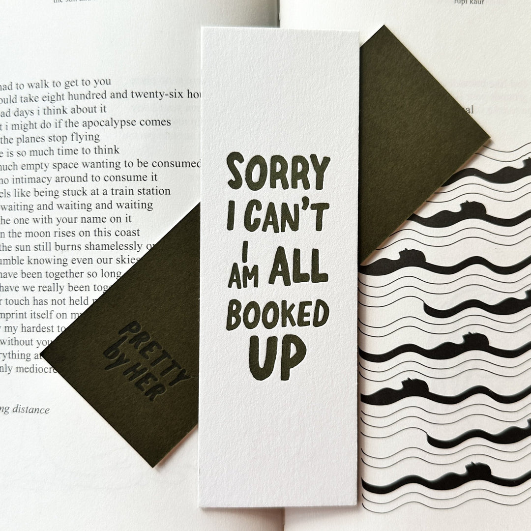 All Booked Up Letterpress Bookmark - Pretty by Her - handmade locally in Cambridge, Ontario