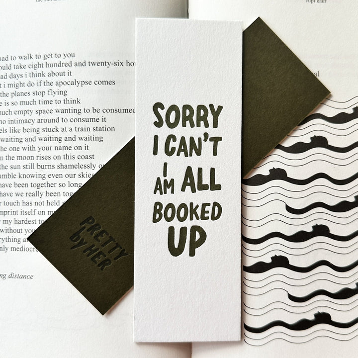 All Booked Up Letterpress Bookmark - Pretty by Her - handmade locally in Cambridge, Ontario