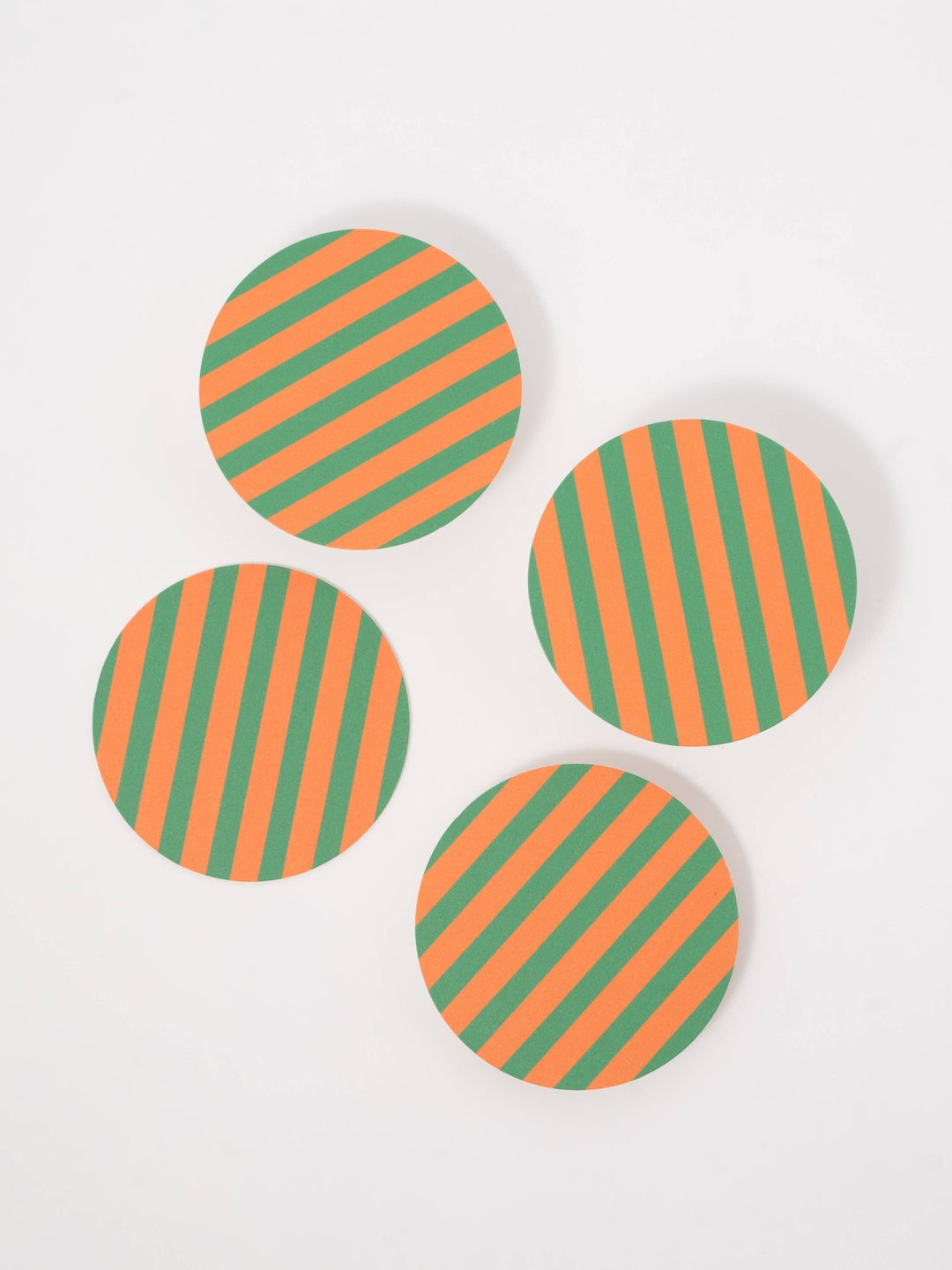 Amore Green and Orange Striped Coaster - Set of 4 - Pretty by Her - handmade locally in Cambridge, Ontario