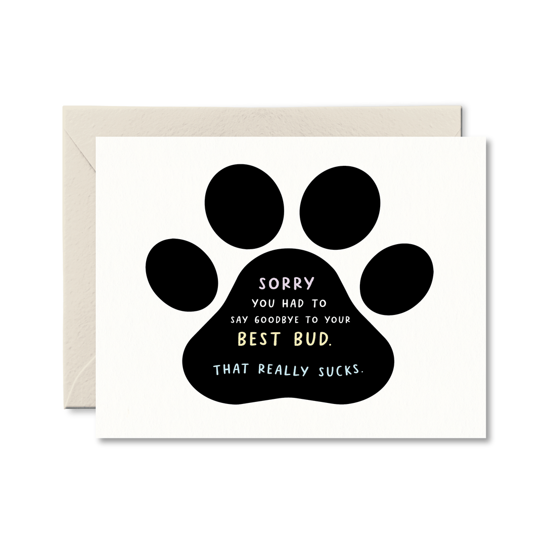 Best Bud Pet Sympathy Card - Pretty by Her - handmade locally in Cambridge, Ontario