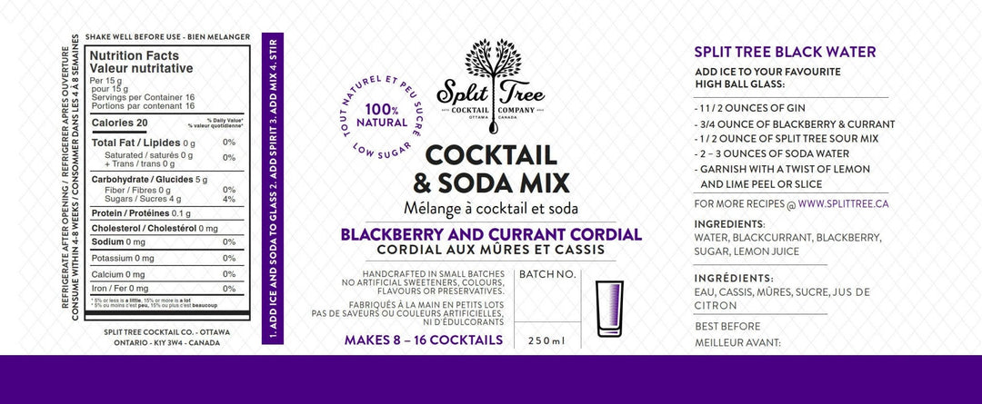 Blackberry Blackcurrant Cordial Cocktail and Soda Mix - Pretty by Her - handmade locally in Cambridge, Ontario