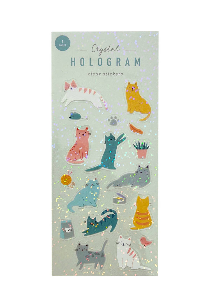 Cats Crystal Hologram Clear Stickers - Pretty by Her - handmade locally in Cambridge, Ontario