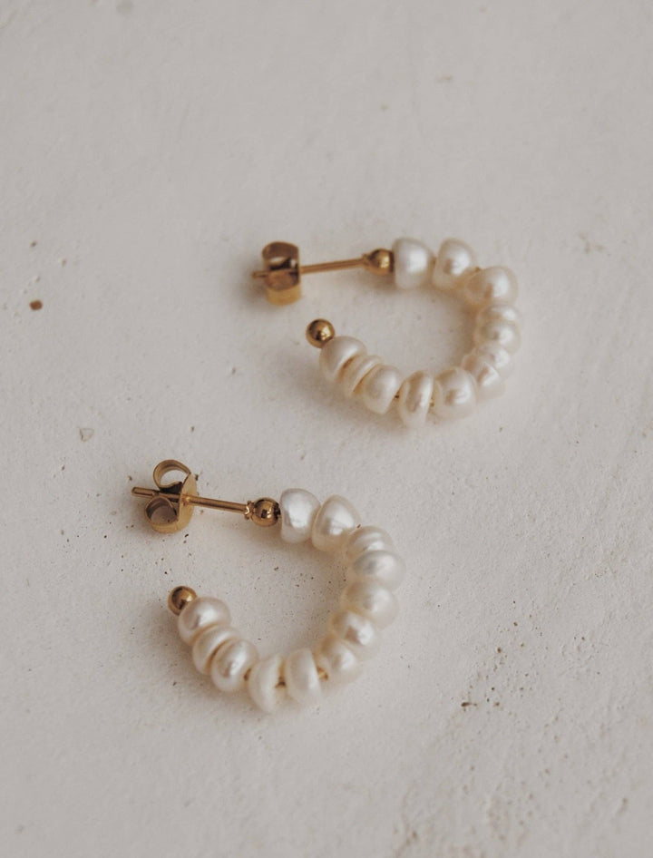 Celeste Pearl Hoop Earrings - Small - Pretty by Her - handmade locally in Cambridge, Ontario