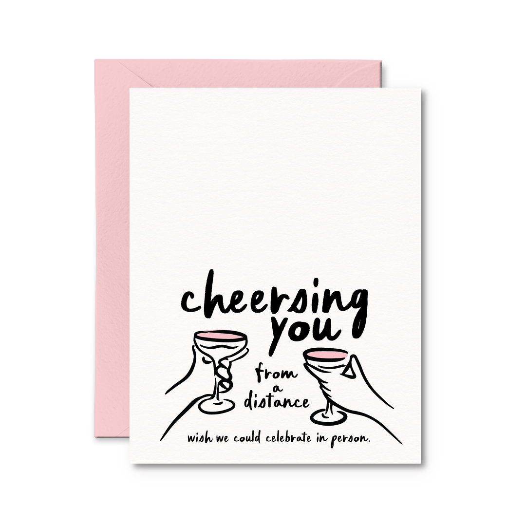 Cheersing You From a Distance Card - Pretty by Her - handmade locally in Cambridge, Ontario