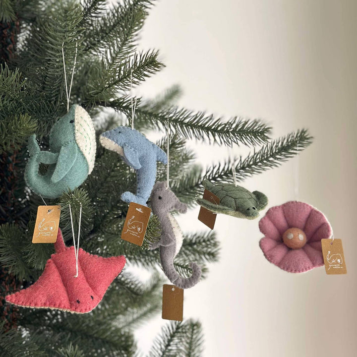 Clam Shell + Pearl Felt Ornament - Pretty by Her - handmade locally in Cambridge, Ontario