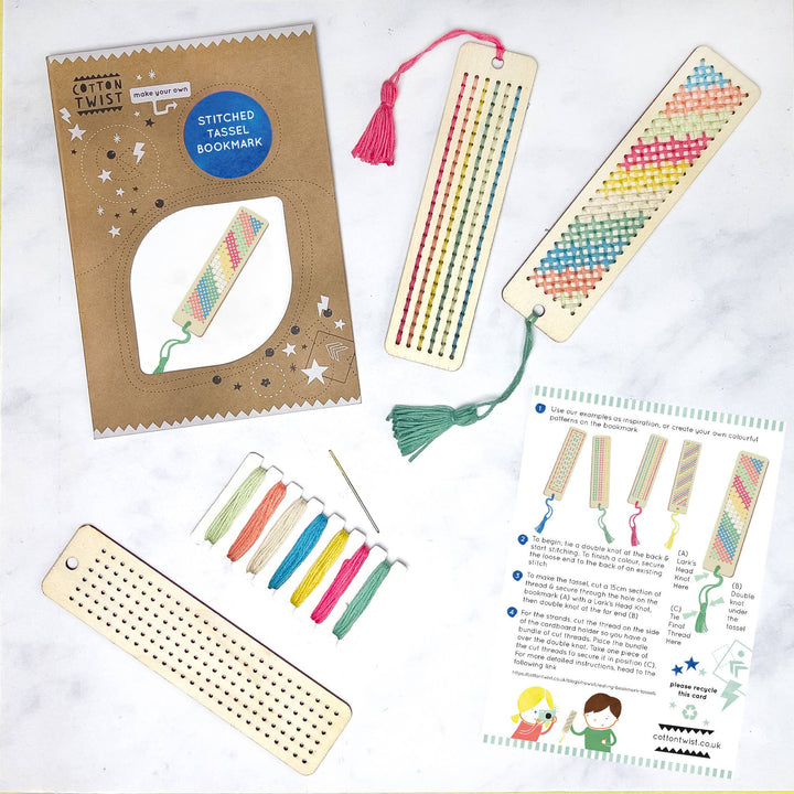 DIY Craft Kit - Kids: Make Your Own Stitched Tassel Bookmark - Pretty by Her - handmade locally in Cambridge, Ontario