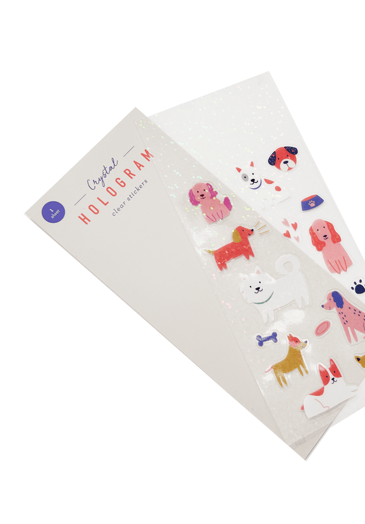 Dogs Crystal Hologram Clear Stickers - Pretty by Her - handmade locally in Cambridge, Ontario