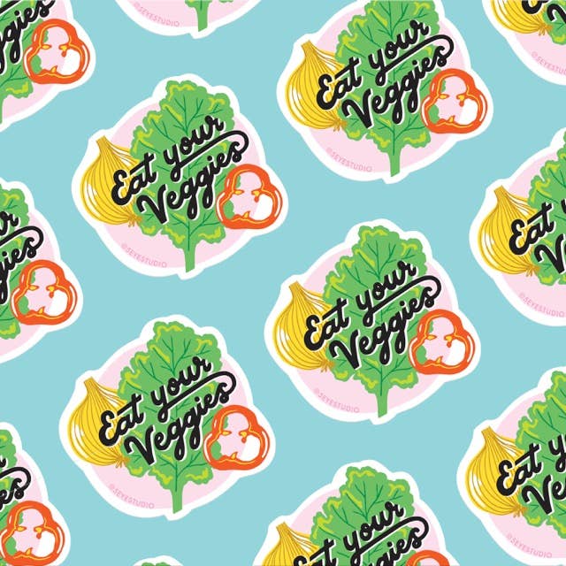 Eat Your Veggies Vinyl Sticker - Pretty by Her - handmade locally in Cambridge, Ontario