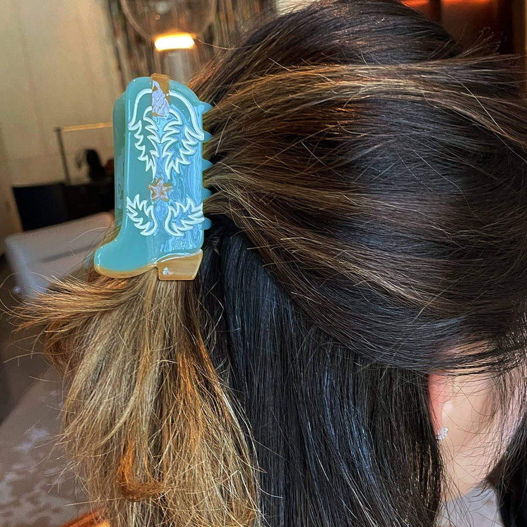 Eco Western Boots Hair Claw Clip: Almond Milk - Pretty by Her - handmade locally in Cambridge, Ontario