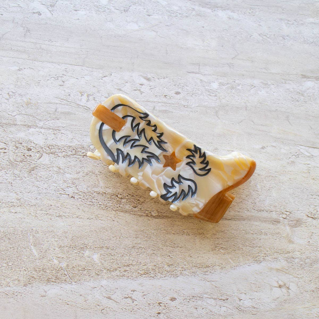 Eco Western Boots Hair Claw Clip: Almond Milk - Pretty by Her - handmade locally in Cambridge, Ontario