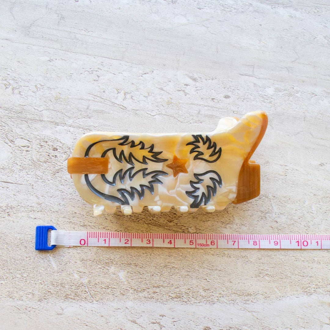 Eco Western Boots Hair Claw Clip: Almond Milk - Pretty by Her - handmade locally in Cambridge, Ontario