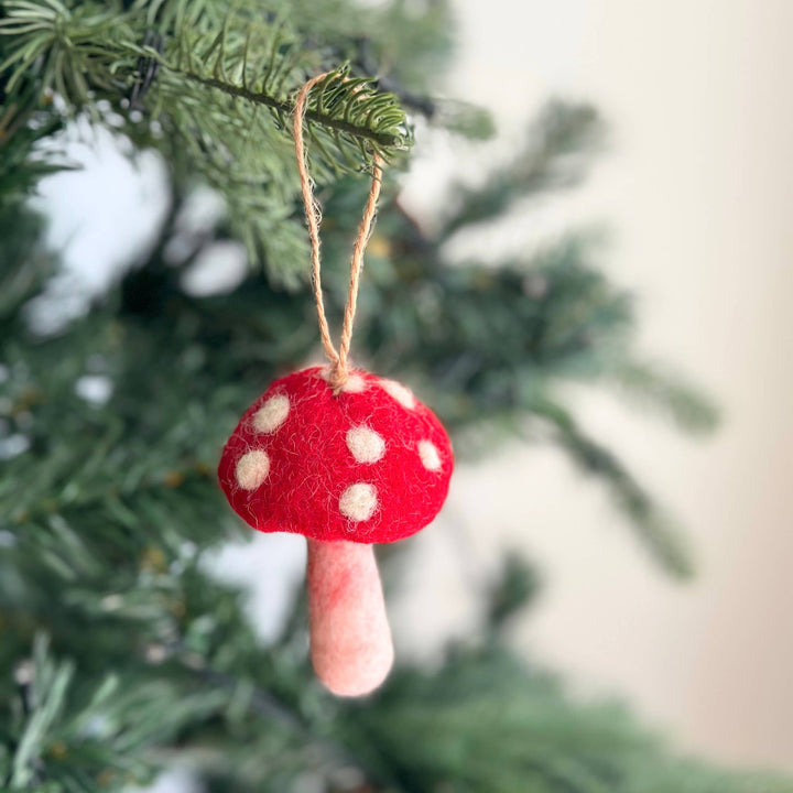 Felt Mushroom Ornament - Pretty by Her - handmade locally in Cambridge, Ontario