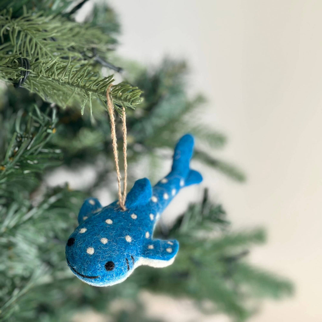 Felt Ornament - Smiley Whale Shark - Pretty by Her - handmade locally in Cambridge, Ontario