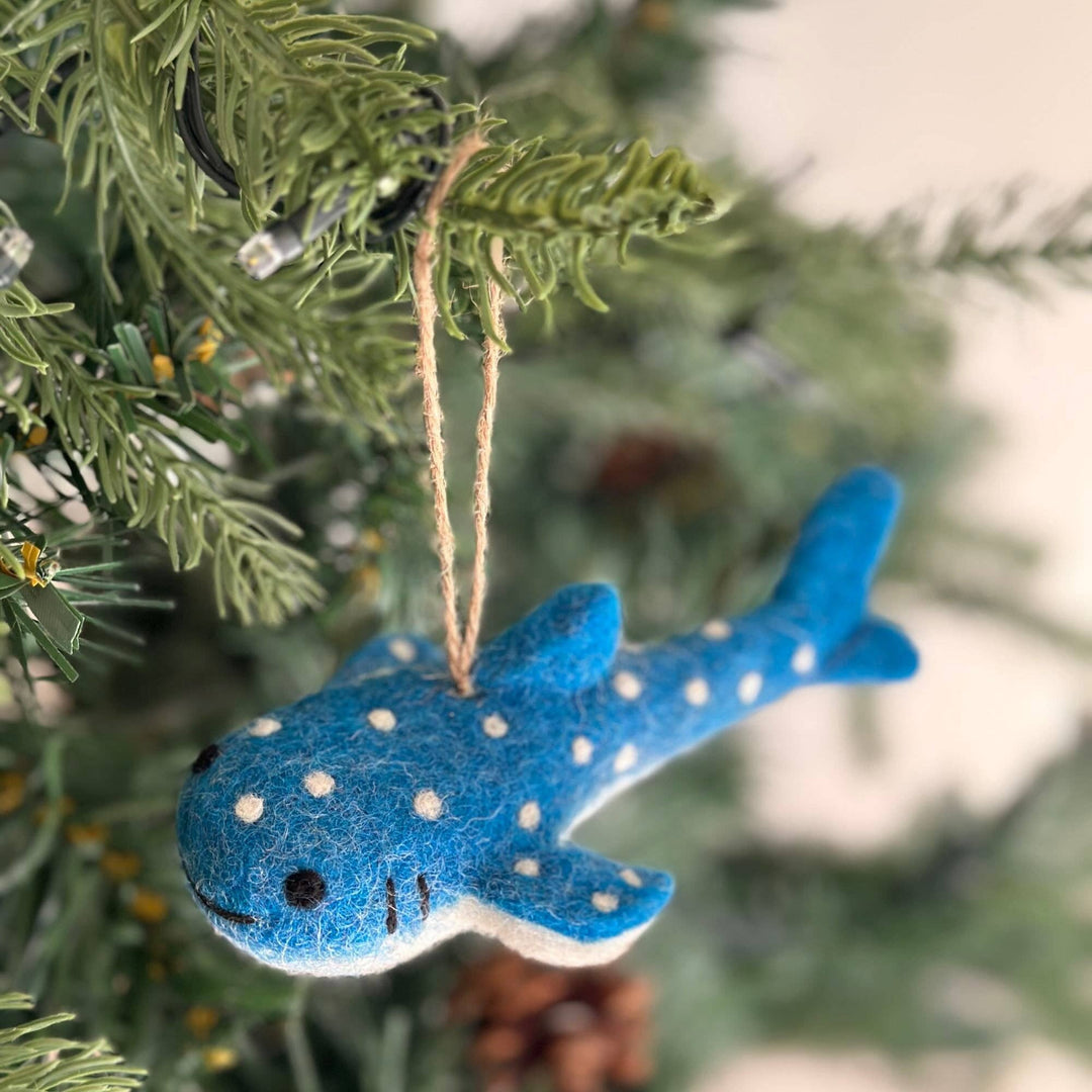 Felt Ornament - Smiley Whale Shark - Pretty by Her - handmade locally in Cambridge, Ontario