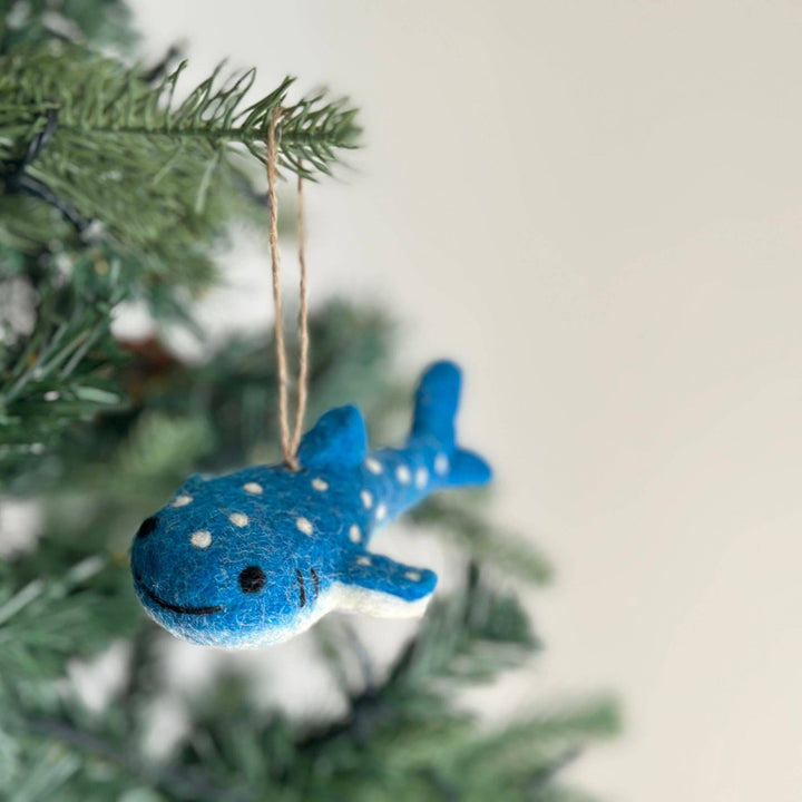 Felt Ornament - Smiley Whale Shark - Pretty by Her - handmade locally in Cambridge, Ontario