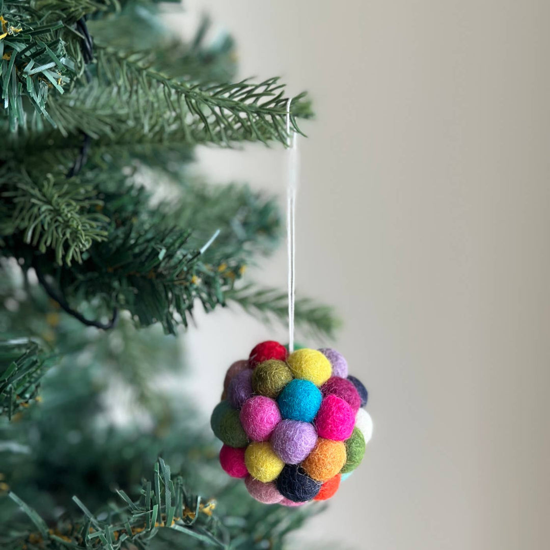 Felt Pompom Ball Tree Ornament - Pretty by Her - handmade locally in Cambridge, Ontario