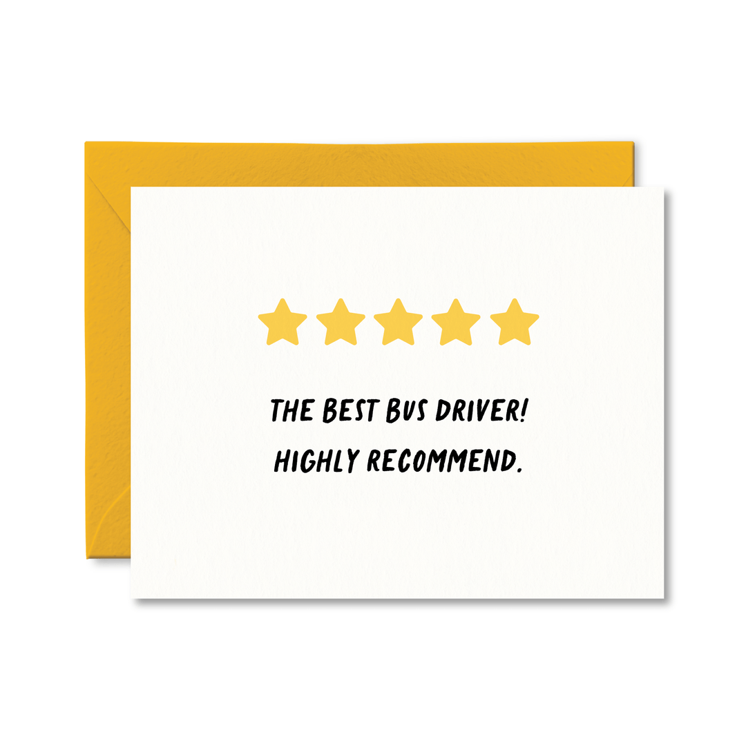 Five Star Bus Driver Card - Pretty by Her - handmade locally in Cambridge, Ontario