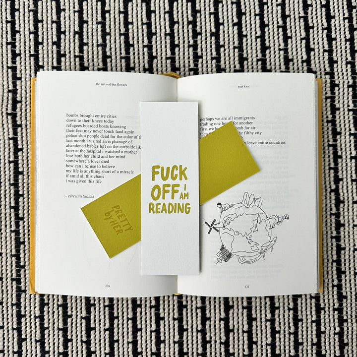 Fuck Off I'm Reading Letterpress Bookmark - Pretty by Her - handmade locally in Cambridge, Ontario