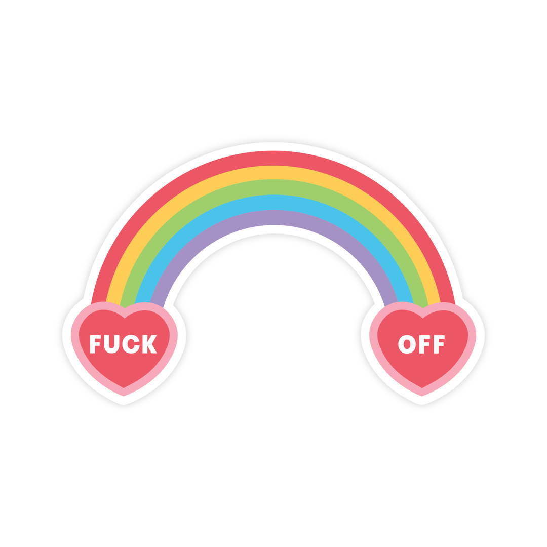 Fuck Off Rainbow Sticker - Pretty by Her - handmade locally in Cambridge, Ontario