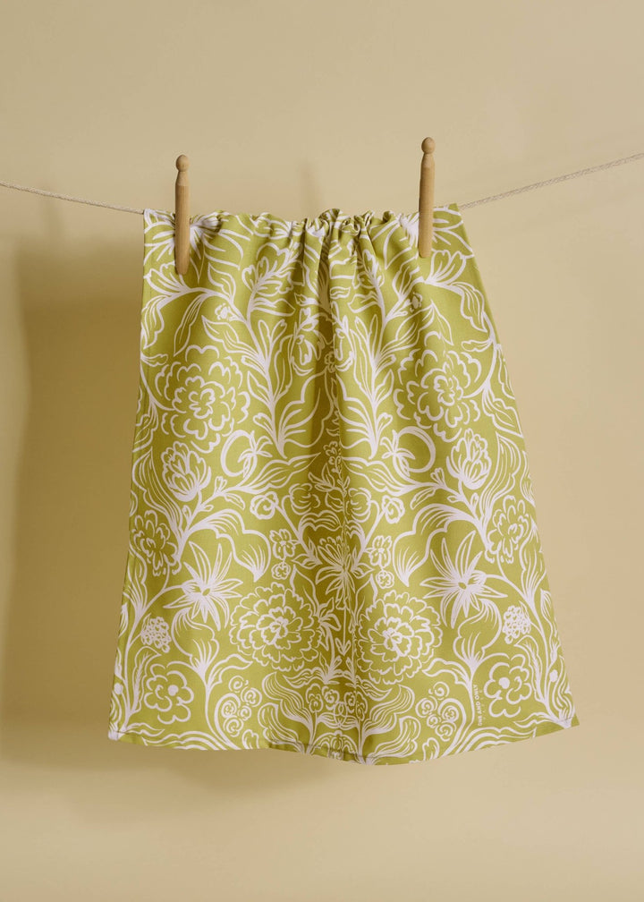 Garden Symmetry Green Tea Towel - Pretty by Her - handmade locally in Cambridge, Ontario