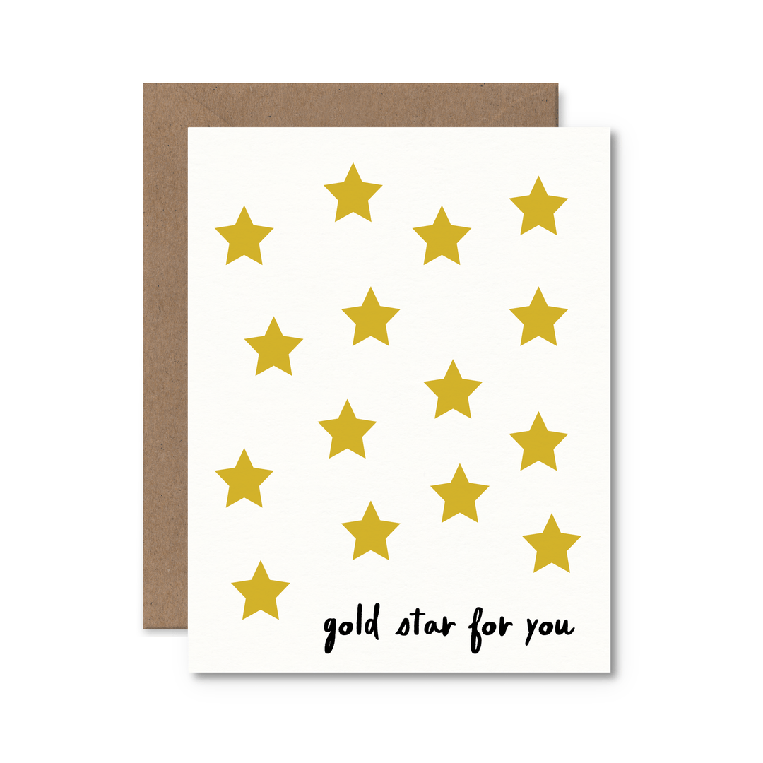 Gold Star For You Card - Pretty by Her - handmade locally in Cambridge, Ontario