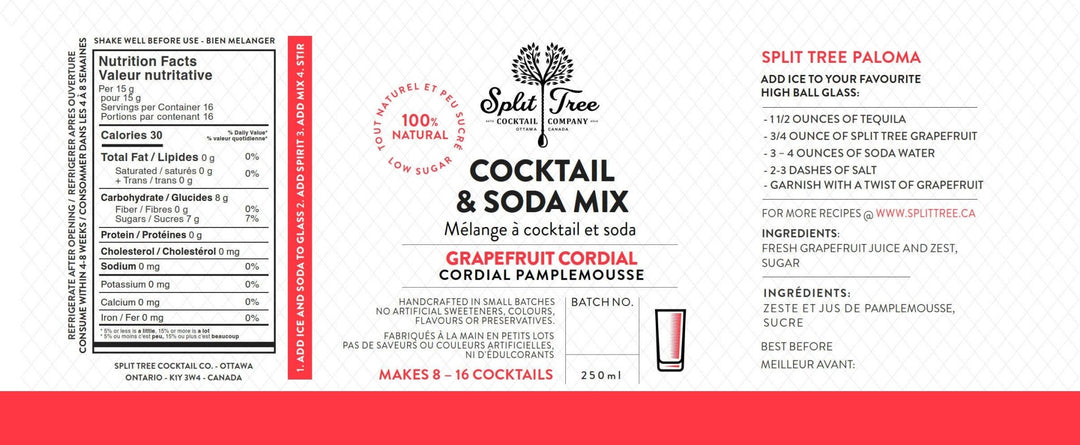 Grapefruit Cordial Cocktail and Soda Mix - Pretty by Her - handmade locally in Cambridge, Ontario