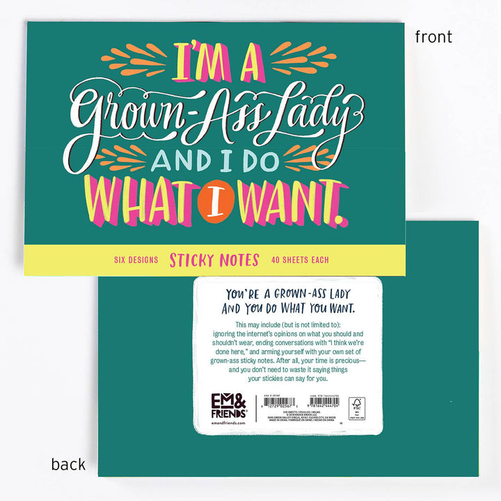 Grown - Ass Lady Sticky Note Packet - Pretty by Her - handmade locally in Cambridge, Ontario