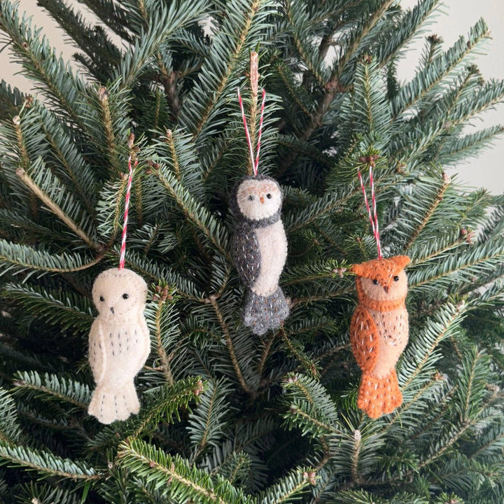 Hand - Stitched Owl Ornament - Pretty by Her - handmade locally in Cambridge, Ontario