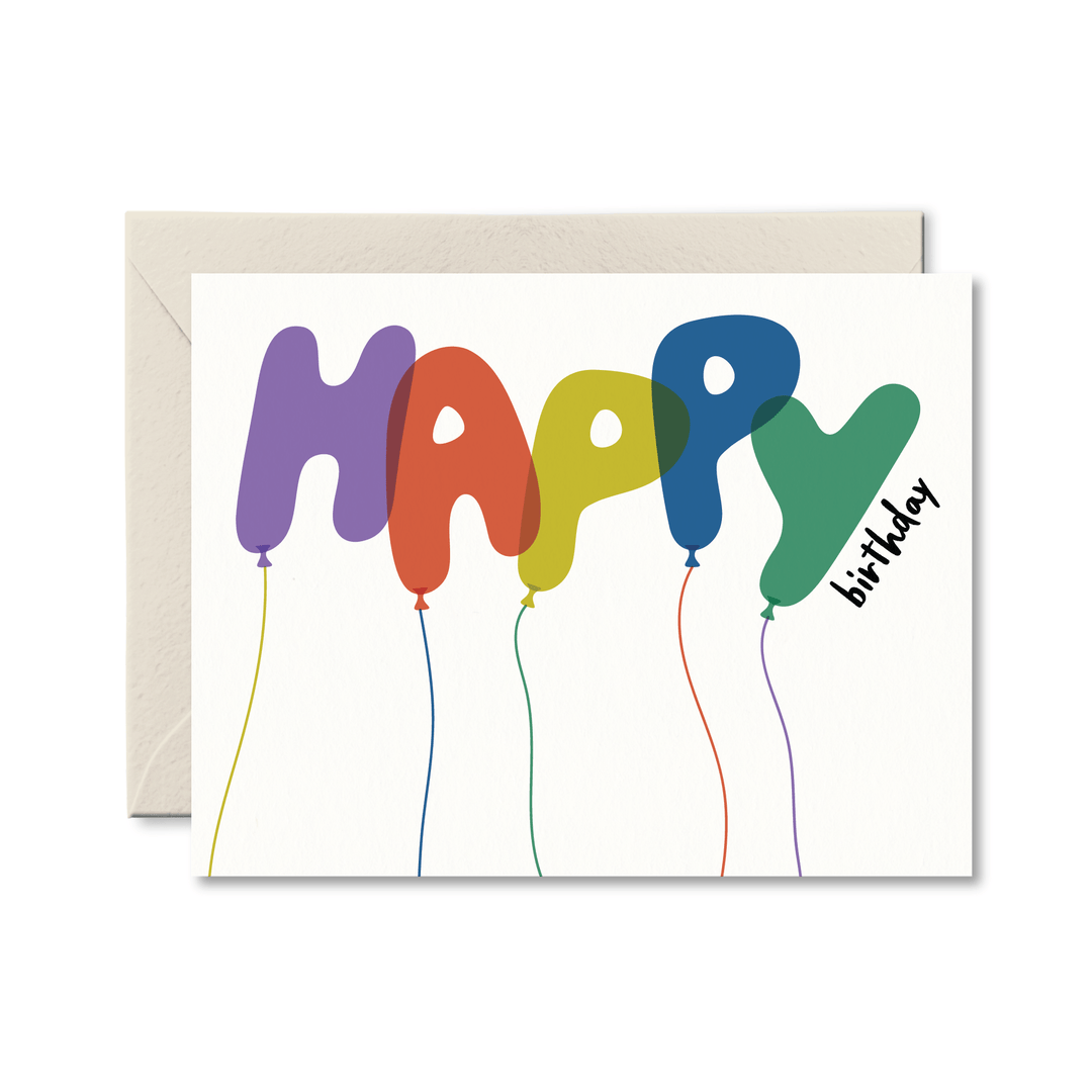 Happy Birthday Balloons Card - Pretty by Her - handmade locally in Cambridge, Ontario