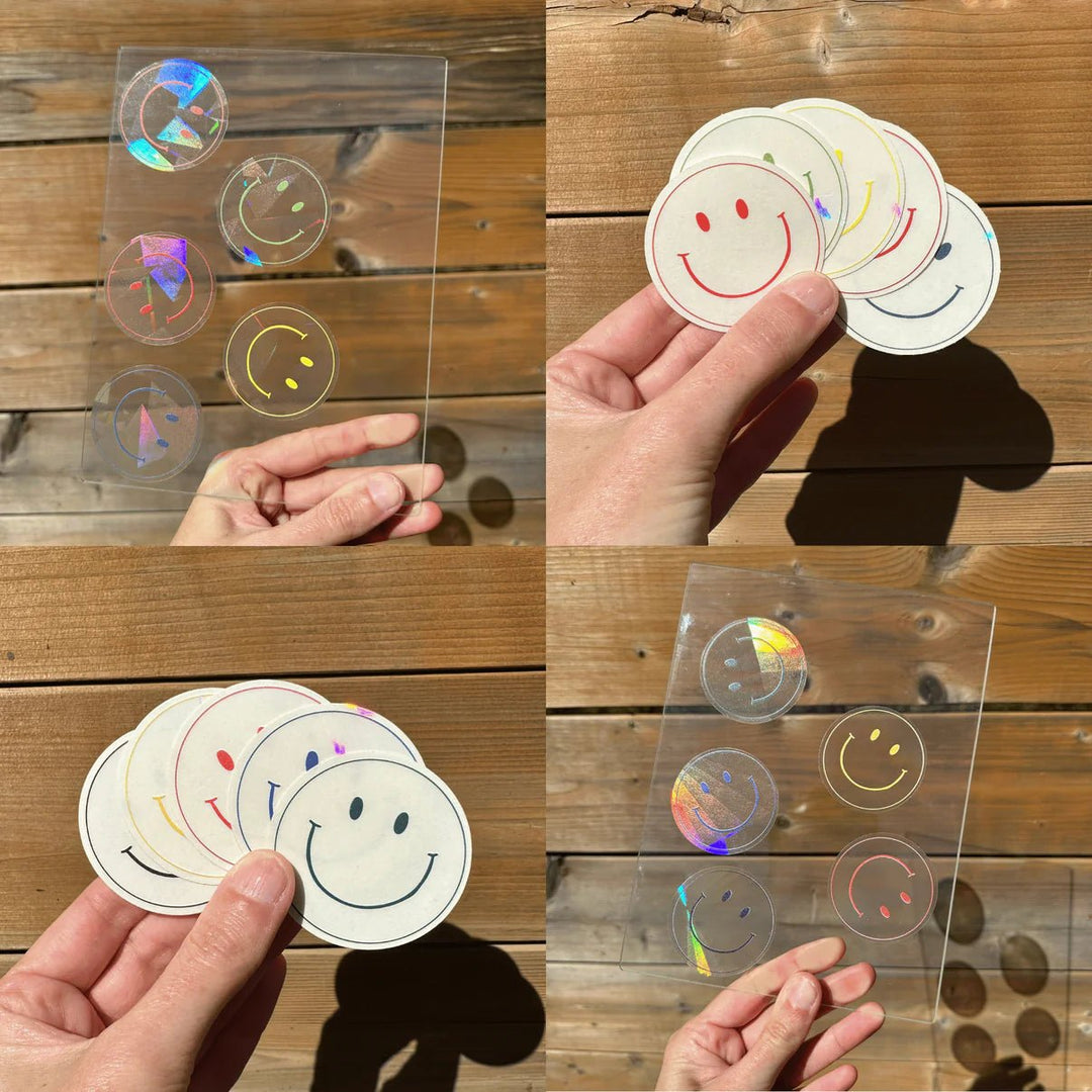 Happy Face Minis Suncatcher Sticker - Pretty by Her - handmade locally in Cambridge, Ontario