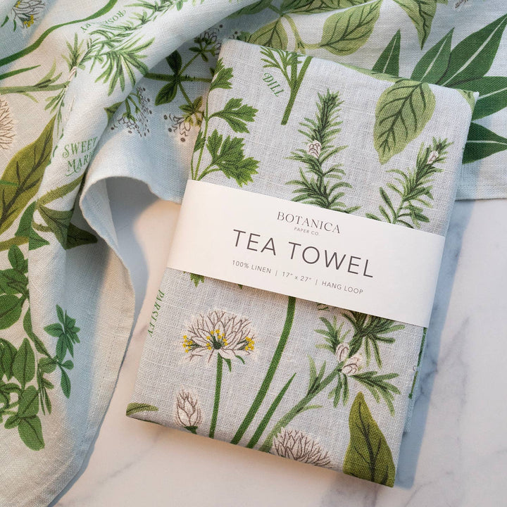 HERB GARDEN | 100% LINEN TEA TOWEL - Pretty by Her - handmade locally in Cambridge, Ontario