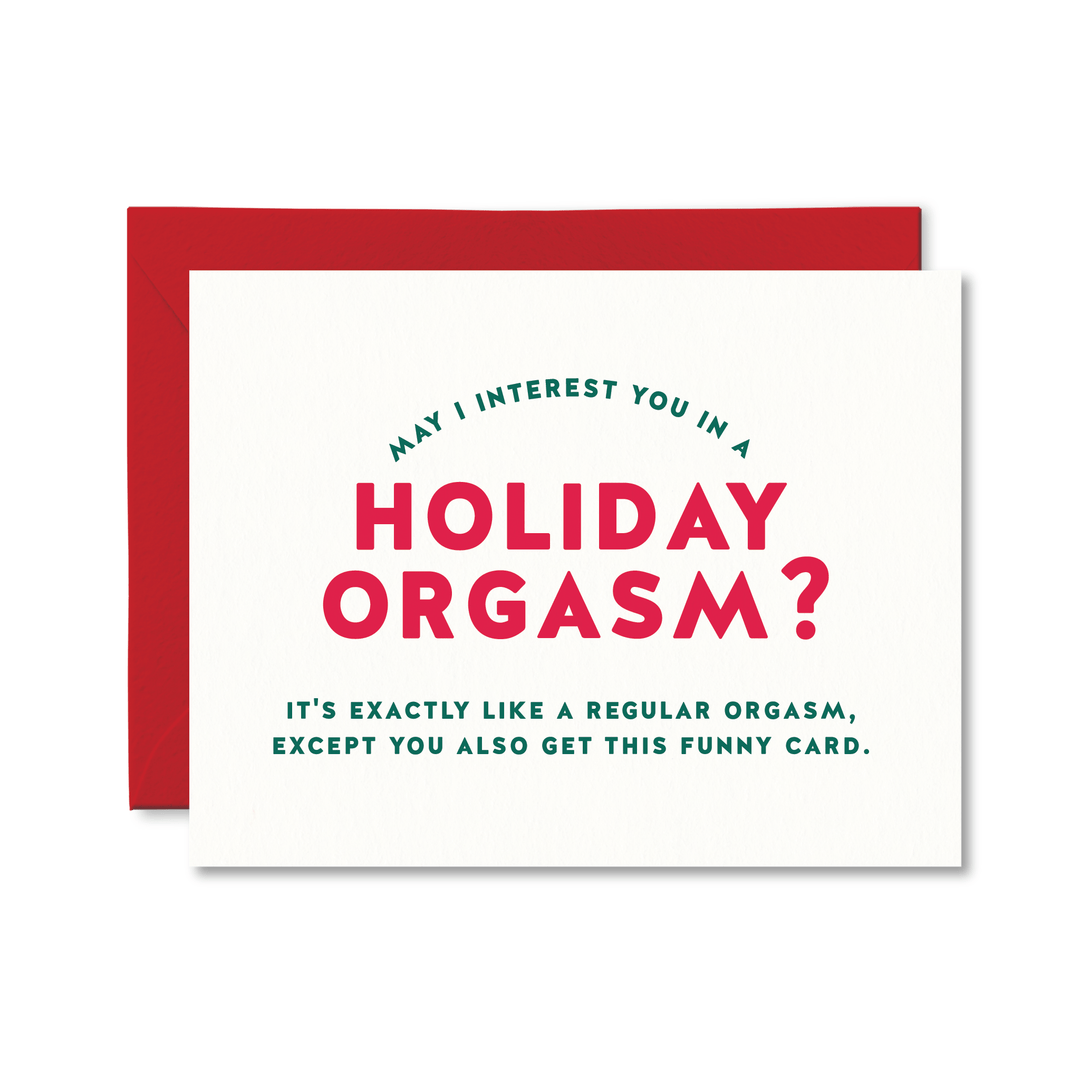 Holiday Orgasm Card - Pretty by Her - handmade locally in Cambridge, Ontario