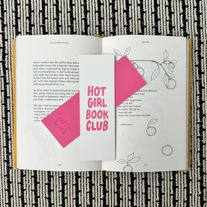 Hot Girl Book Club Letterpress Bookmark - Pretty by Her - handmade locally in Cambridge, Ontario