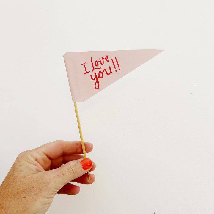 I love you paper flag - Pretty by Her - handmade locally in Cambridge, Ontario