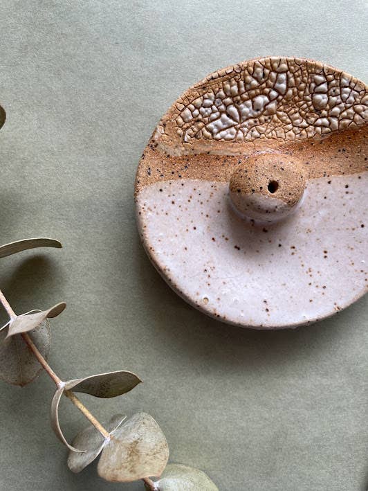 Incense Dish 〰️ Handmade Pottery 〰️ Ceramic 〰️ Crackle - Pretty by Her - handmade locally in Cambridge, Ontario