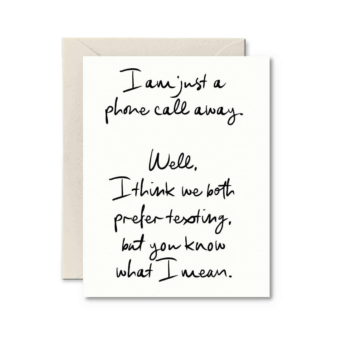 Just A Phone Call Away Card - Pretty by Her - handmade locally in Cambridge, Ontario