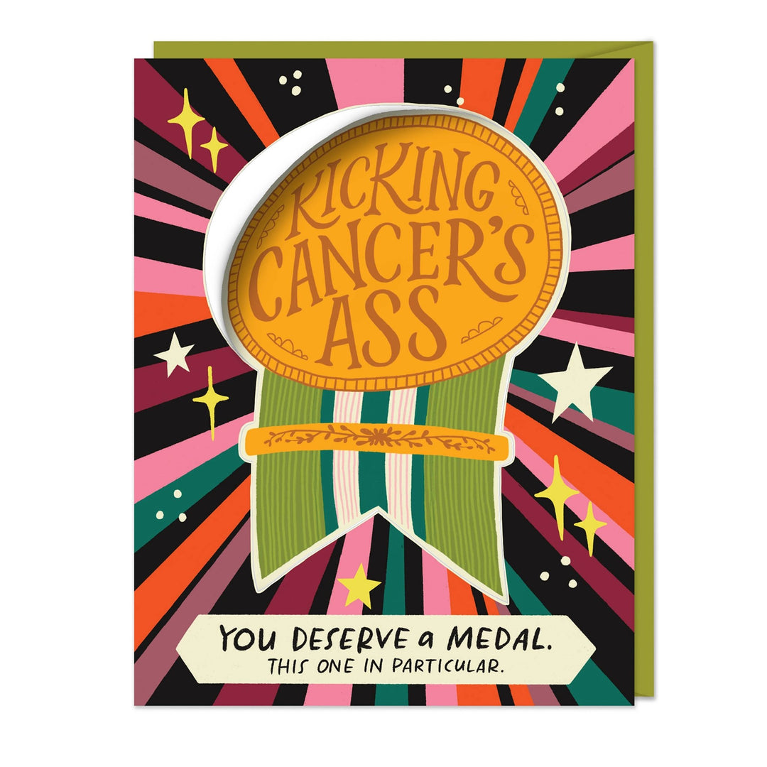 Kicking Cancer’s Ass Sticker Card - Pretty by Her - handmade locally in Cambridge, Ontario