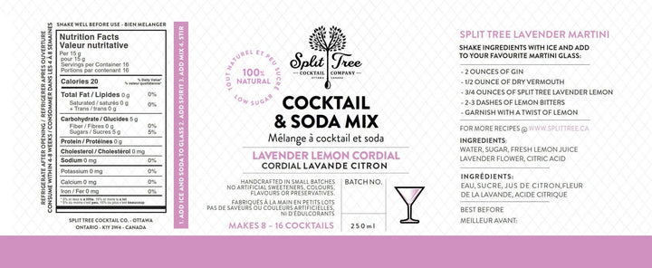 Lavender Lemon Cordial Cocktail and Soda Mix - Pretty by Her - handmade locally in Cambridge, Ontario