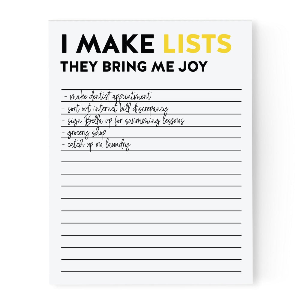 Lists Bring me Joy Notepad - Pretty by Her - handmade locally in Cambridge, Ontario