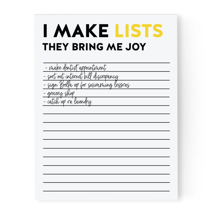 Lists Bring me Joy Notepad - Pretty by Her - handmade locally in Cambridge, Ontario