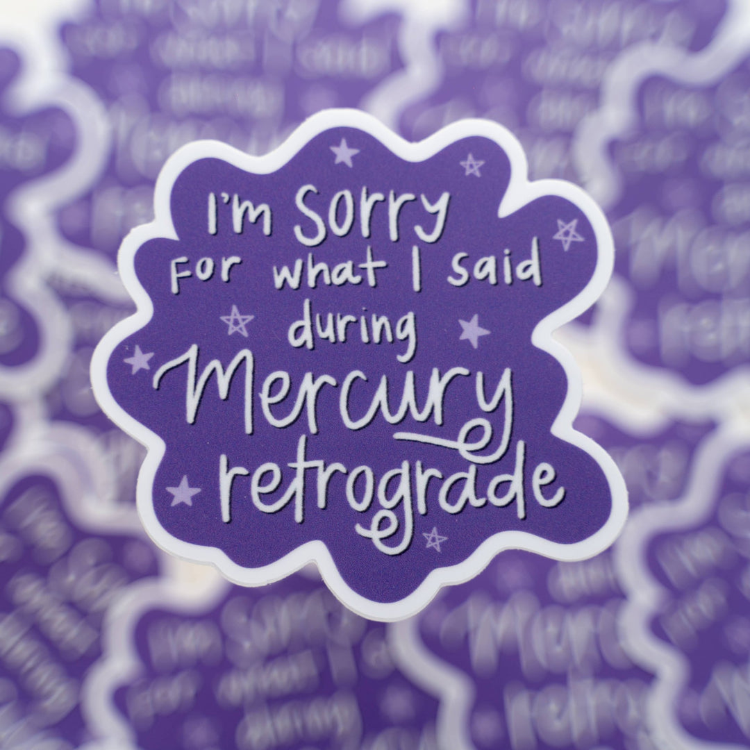 Mercury Retrograde Sticker - Pretty by Her - handmade locally in Cambridge, Ontario