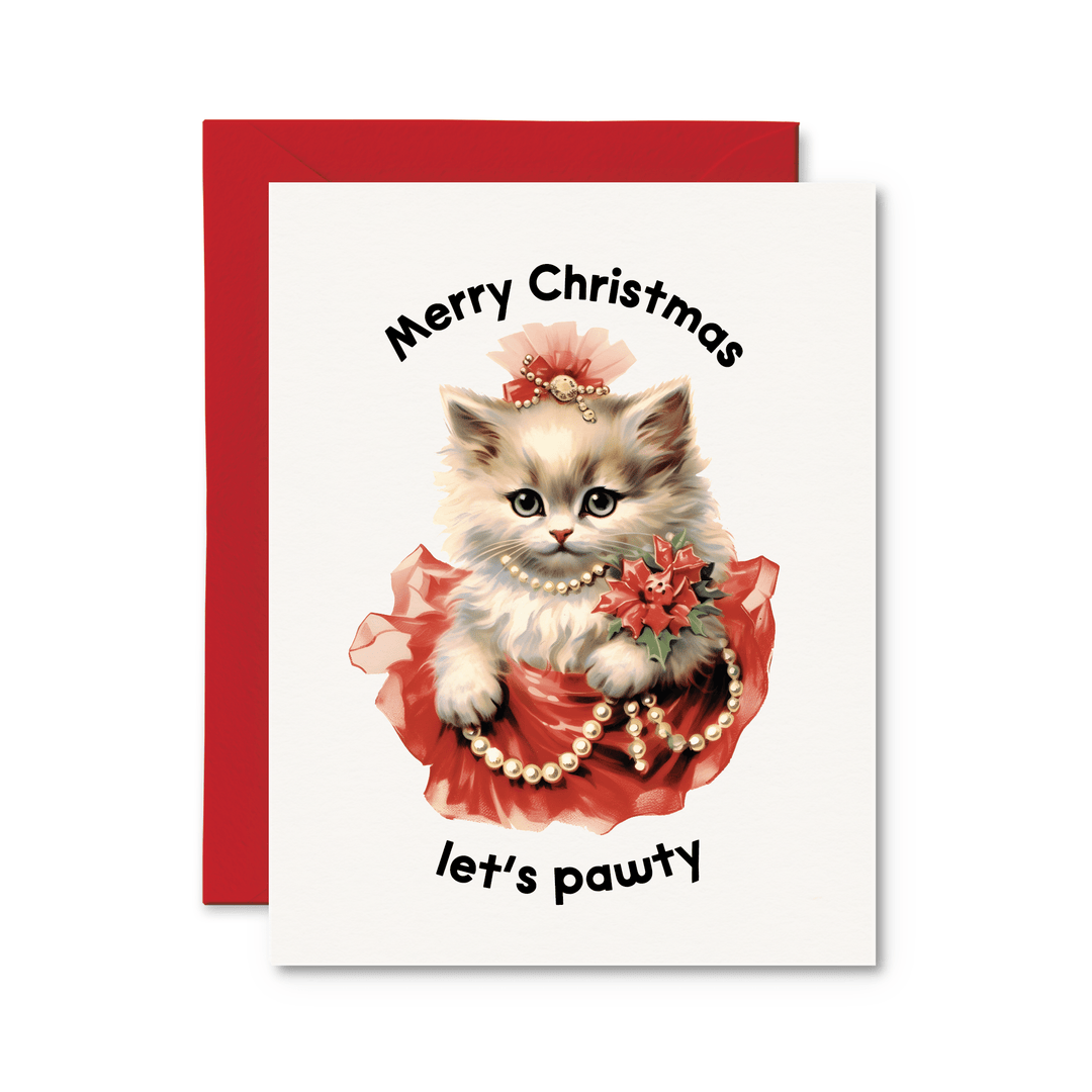 Merry Christmas Let's Pawty Card - Pretty by Her - handmade locally in Cambridge, Ontario