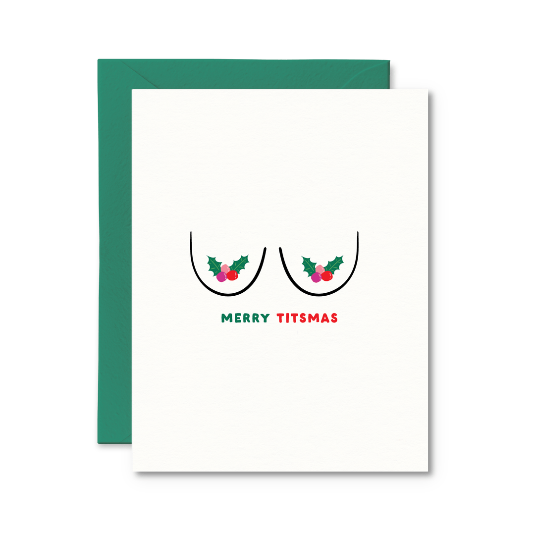 Merry Titsmas Card - Pretty by Her - handmade locally in Cambridge, Ontario