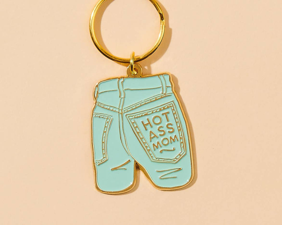 Mom Jeans Enamel Keychain - Mother's Day Gift, New Mom, stocking stuffer - Pretty by Her - handmade locally in Cambridge, Ontario