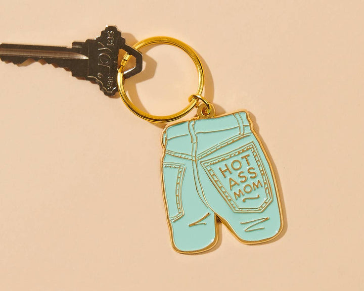 Mom Jeans Enamel Keychain - Mother's Day Gift, New Mom, stocking stuffer - Pretty by Her - handmade locally in Cambridge, Ontario