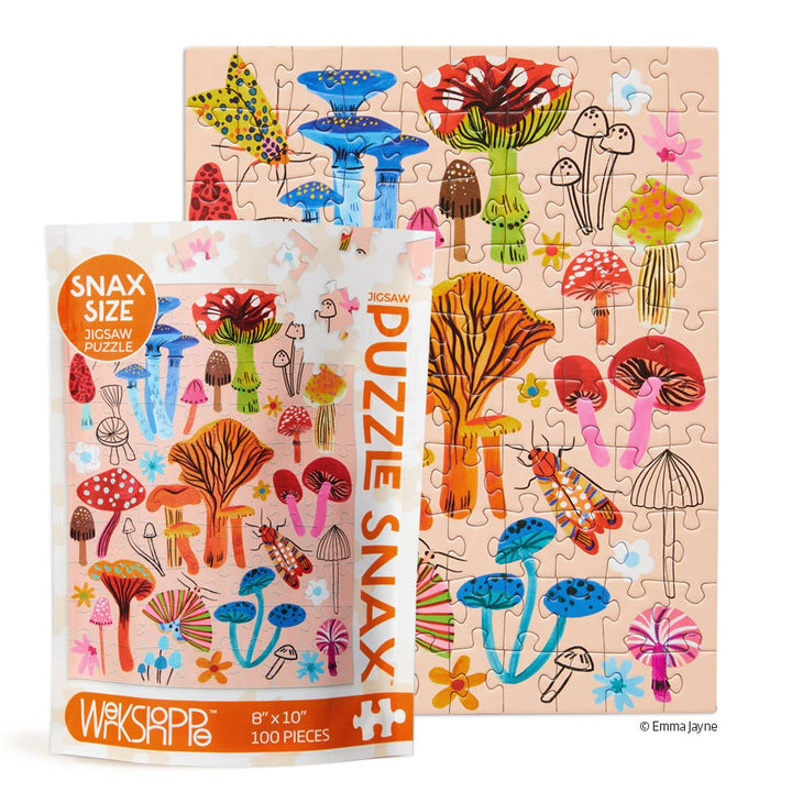 Mushroom Patch | 100 Piece Puzzle Snax - Pretty by Her - handmade locally in Cambridge, Ontario