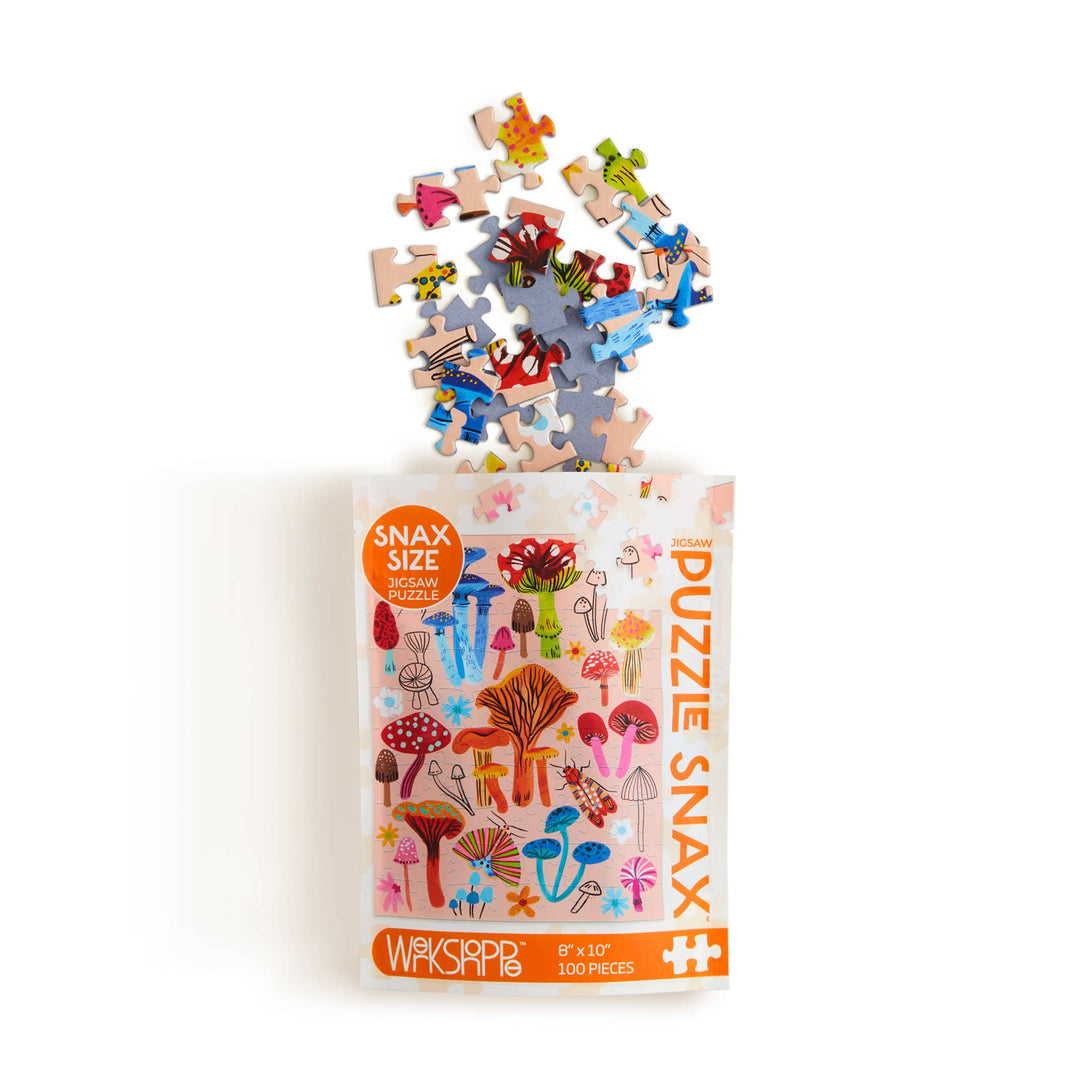 Mushroom Patch | 100 Piece Puzzle Snax - Pretty by Her - handmade locally in Cambridge, Ontario