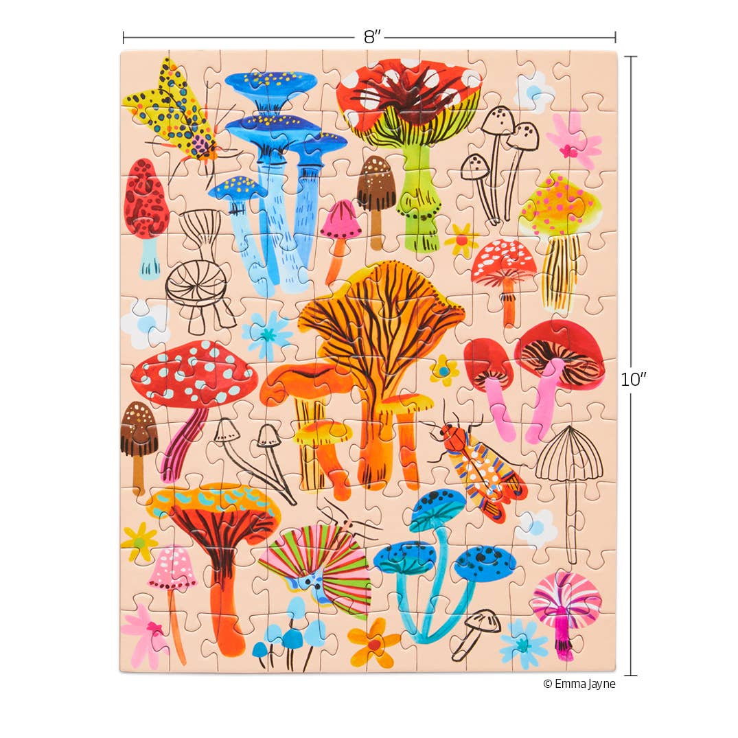 Mushroom Patch | 100 Piece Puzzle Snax - Pretty by Her - handmade locally in Cambridge, Ontario